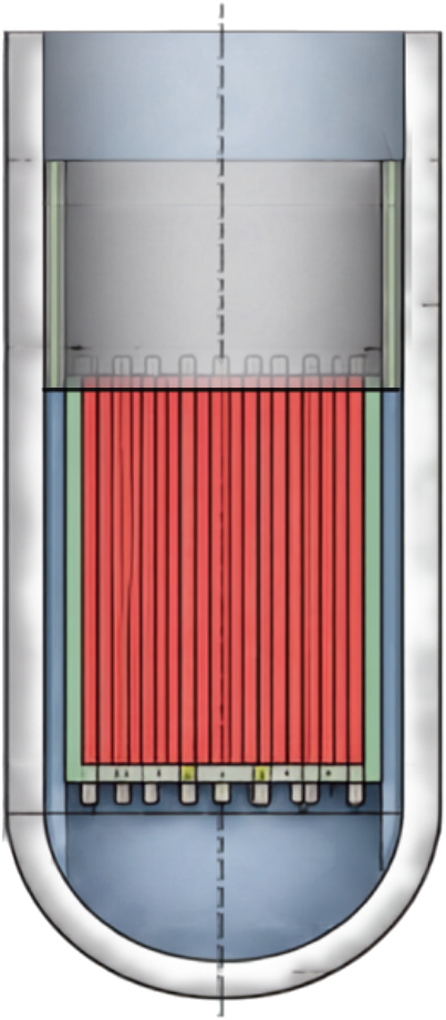 PWR core elevation cross section showing fuel assembly
