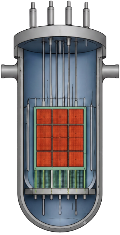 PWR core cross section showing fuel assembly grid layout
